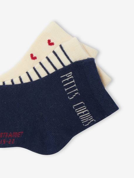 Set van 3 paar sokjes met hartjes voor babymeisje ecru - vertbaudet enfant 