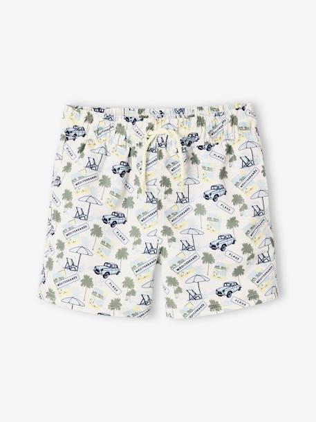 Bedrukte jongenszwemshort beige, bedrukt - vertbaudet enfant 