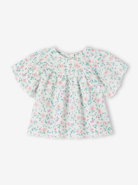 Babyblouse met bloemenmotief ecru - vertbaudet enfant 