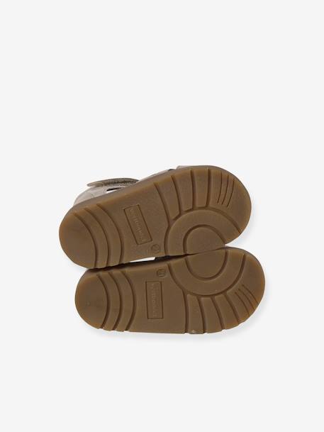 Sandales bébé cuir à scratchs fermées acajou+marine+or - vertbaudet enfant 