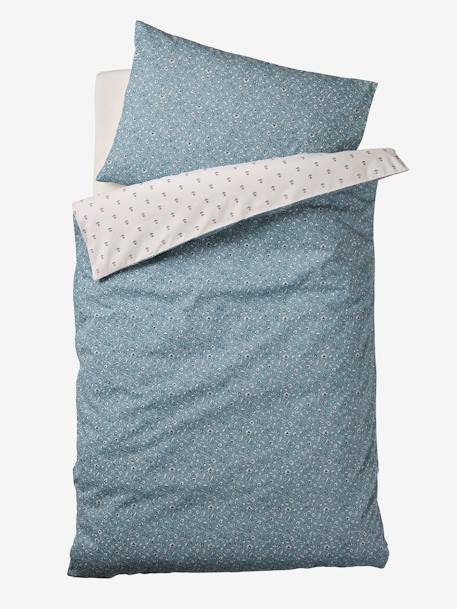 Omkeerbaar baby-dekbedovertrek INDIA blauw, bedrukt - vertbaudet enfant 