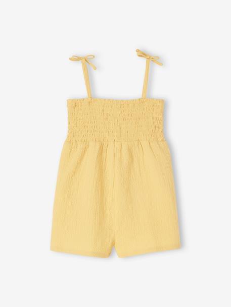 Combinaison smockée bébé à bretelles jaune pâle - vertbaudet enfant 