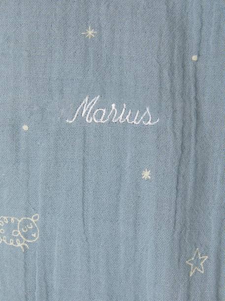 Pyjashort en gaze de coton bébé personnalisable bleu grisé+écru - vertbaudet enfant 