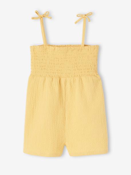 Combinaison smockée bébé à bretelles jaune pâle - vertbaudet enfant 