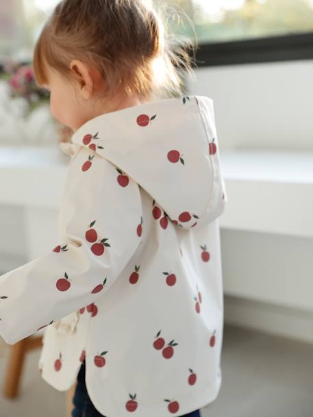 Ciré bébé fille à capuche écru+vert céladon imprimé - vertbaudet enfant 