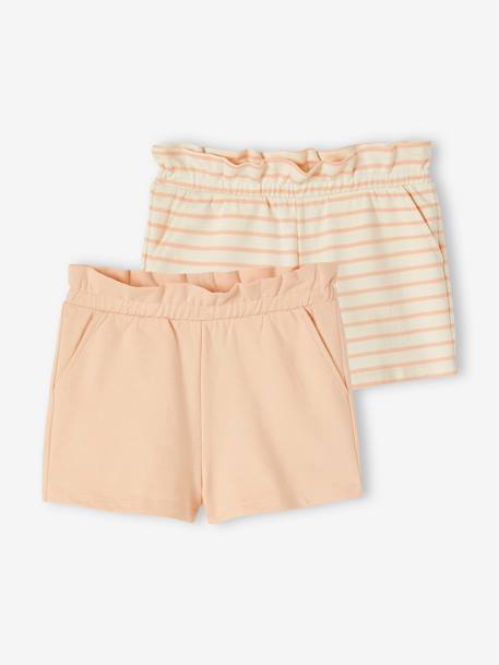 Lot de 2 shorts fille molleton léger abricot - vertbaudet enfant 