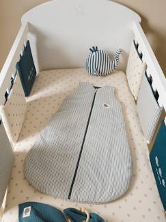 Linge de maison et décoration-Linge de lit bébé-Tour de lit / tour de parc pare-chocs NAVY SEA, contient du lin