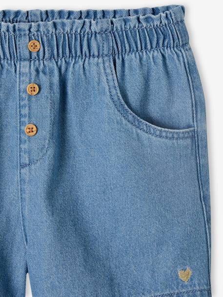 Short fille en denim léger facile à enfiler denim bleached+stone - vertbaudet enfant 