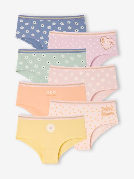 Lot de 7 shorties fleurs fille en coton bio rose - vertbaudet enfant 