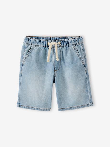 Bermuda garçon jean facile à enfiler bleu imprimé+denim gris+double stone+rayé bleu+stone - vertbaudet enfant 