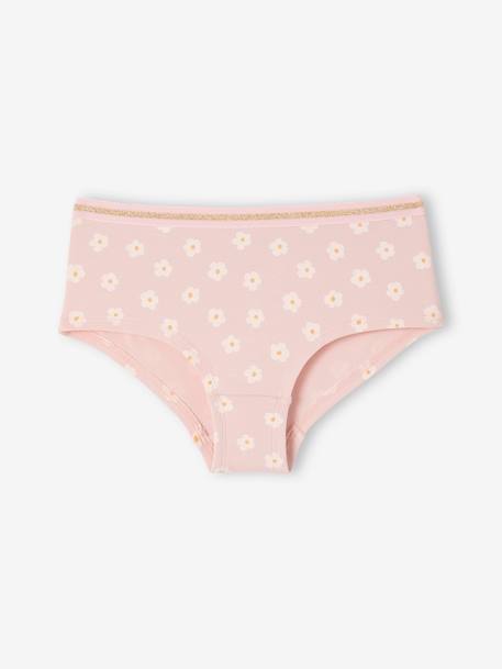 Lot de 7 shorties fleurs fille en coton bio rose - vertbaudet enfant 