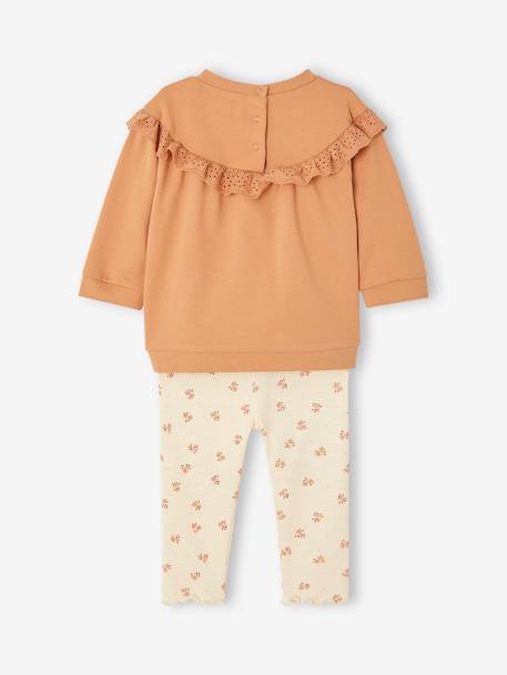 Ensemble bébé fille sweat à volant + legging caramel - vertbaudet enfant 