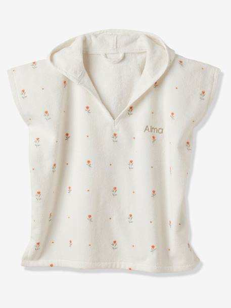 Poncho de bain bébé GIVERNY personnalisable, avec coton recyclé blanc imprimé - vertbaudet enfant 