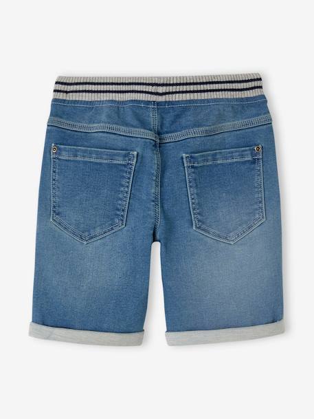 Bermuda garçon denim effet molleton facile à enfiler double stone - vertbaudet enfant 