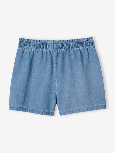 Short fille en denim léger facile à enfiler denim bleached+stone - vertbaudet enfant 