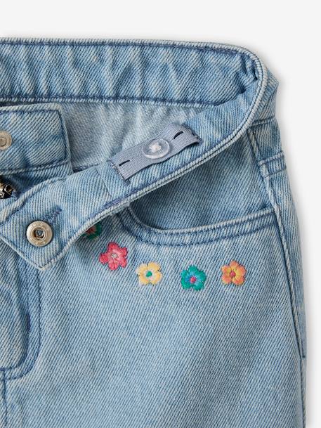Meisjesrok van jeans met geborduurde bloemen gebleekt denim - vertbaudet enfant 
