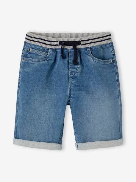 Bermuda garçon denim effet molleton facile à enfiler double stone - vertbaudet enfant 
