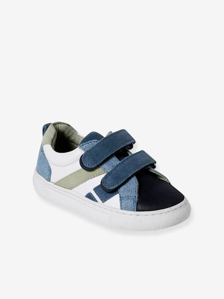 Baskets enfant cuir scratchs lot bleu+marine - vertbaudet enfant 