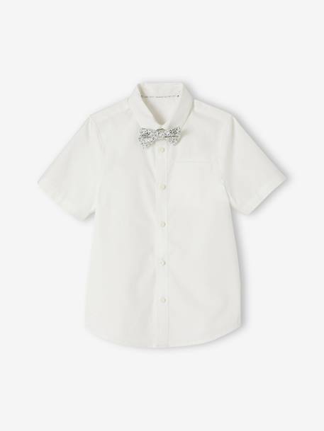 Chemise cérémonie noeud pap amovible garçon manches courtes blanc - vertbaudet enfant 