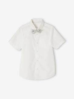 Jongens-Overhemd-Feestelijke jongensblouse met afneembare strik met korte mouwen