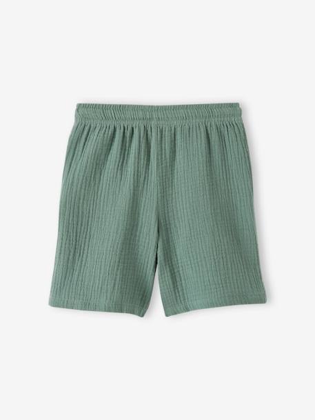Jongensshort in katoengaas groen - vertbaudet enfant 
