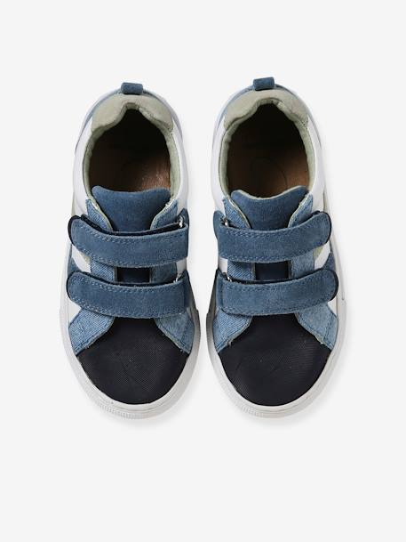Baskets enfant cuir scratchs lot bleu+marine - vertbaudet enfant 