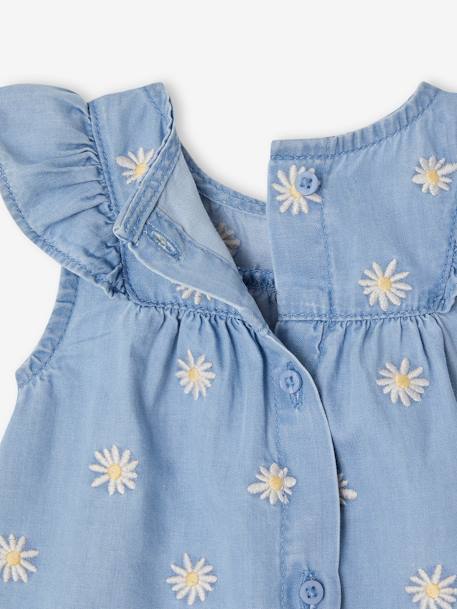 Geboorteset: jurk + bloomer gebleekt denim - vertbaudet enfant 