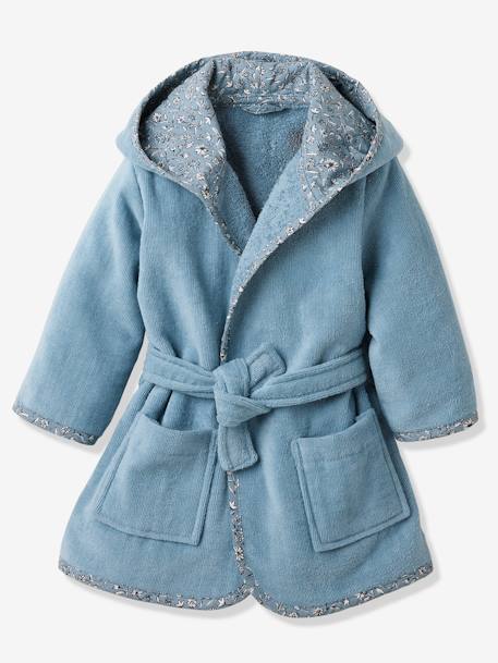 Peignoir bébé personnalisable INDIA, avec coton recyclé bleu imprimé - vertbaudet enfant 