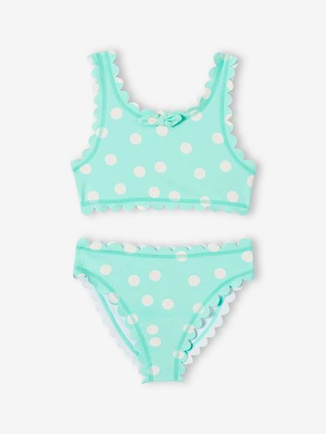 Maillot de bain 2 pièces à pois fille vert d'eau - vertbaudet enfant 
