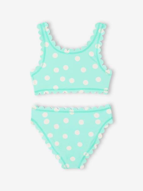 Maillot de bain 2 pièces à pois fille vert d'eau - vertbaudet enfant 