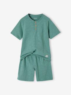 -Personaliseerbare pyjashort voor jongens van slub tricot