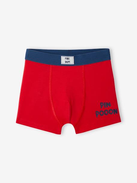 Lot de 5 boxers stretch pompiers garçon en coton bio bleu océan - vertbaudet enfant 