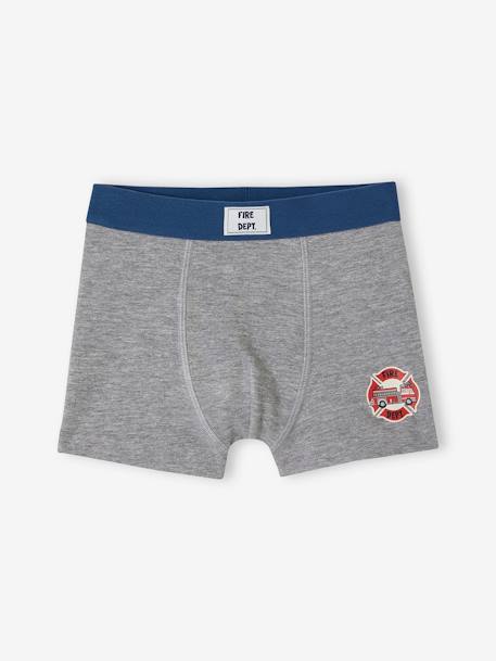 Lot de 5 boxers stretch pompiers garçon en coton bio bleu océan - vertbaudet enfant 