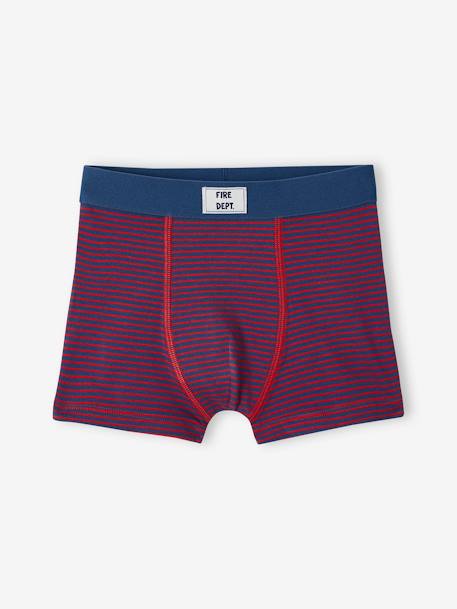 Lot de 5 boxers stretch pompiers garçon en coton bio bleu océan - vertbaudet enfant 