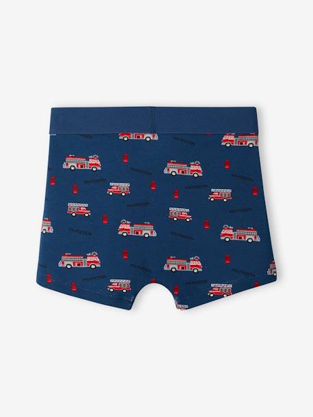 Lot de 5 boxers stretch pompiers garçon en coton bio bleu océan - vertbaudet enfant 