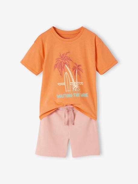 Pyjashort voor jongens met palmbomen abrikoos - vertbaudet enfant 