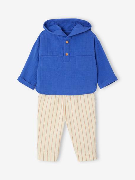Ensemble bébé chemise en gaze de coton et pantalon bleu roi - vertbaudet enfant 