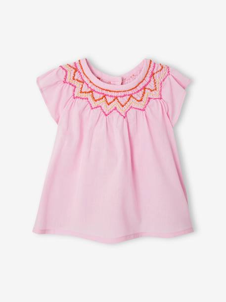 Babysetje met blouse, short en haarband rozen - vertbaudet enfant 
