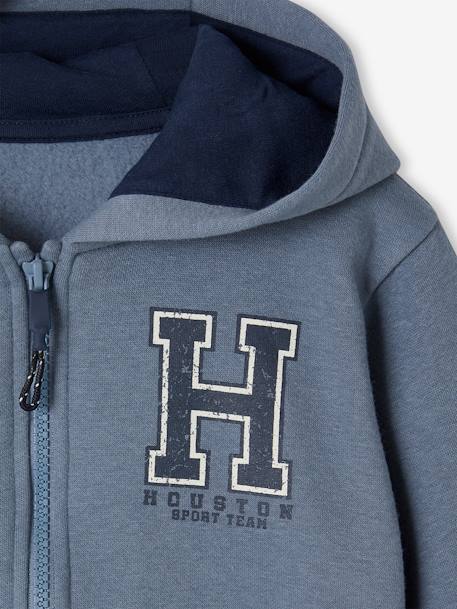 Sweat garçon zippé à capuche sport bleu grisé+gris chiné+lichen+marine - vertbaudet enfant 