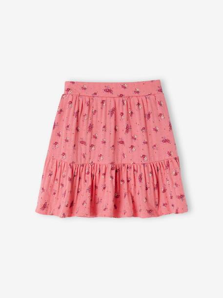 Jupe short motifs fleurs fille écru+rose bonbon - vertbaudet enfant 