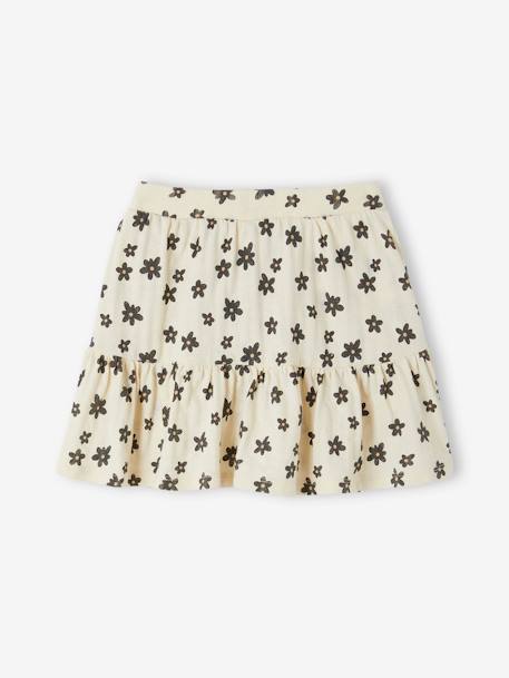 Jupe short motifs fleurs fille écru+rose bonbon - vertbaudet enfant 