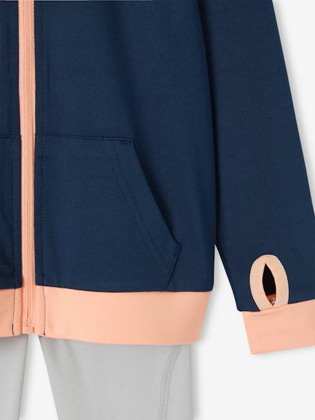 Sportset voor meisjes met sweater met rits en technische legging marineblauw - vertbaudet enfant 