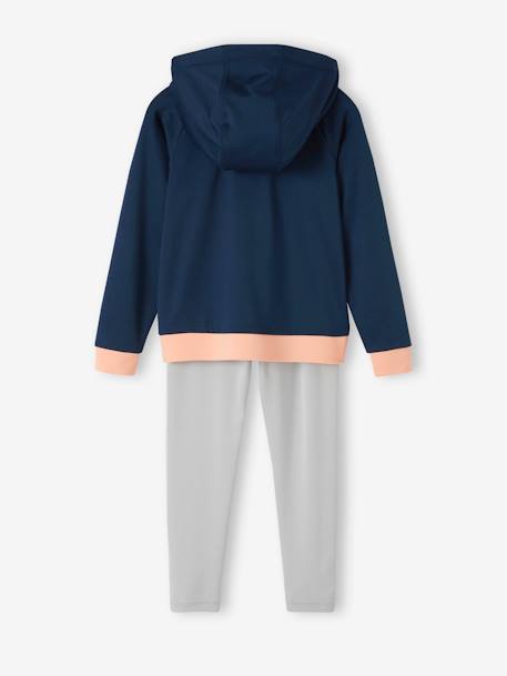 Sportset voor meisjes met sweater met rits en technische legging marineblauw - vertbaudet enfant 