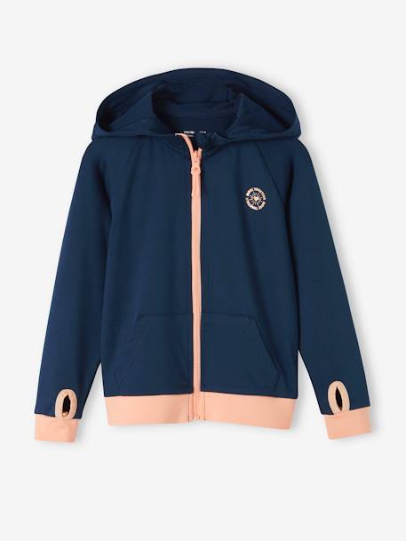 Sportset voor meisjes met sweater met rits en technische legging marineblauw - vertbaudet enfant 