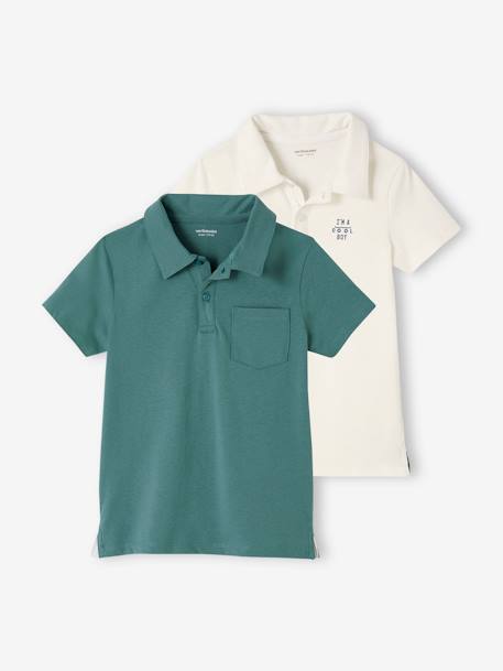 Lot de 2 polos garçon unis manches courtes LOT BLEU+vert d'eau - vertbaudet enfant 