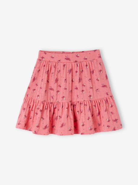 Jupe short motifs fleurs fille écru+rose bonbon - vertbaudet enfant 