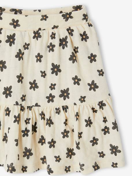 Jupe short motifs fleurs fille écru+rose bonbon - vertbaudet enfant 