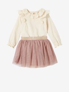 -Ensemble bébé fille T-shirt à collerette jupon tulle 