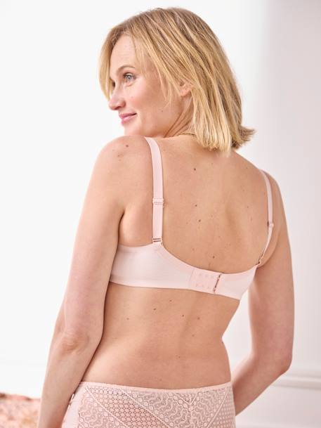 Lot de 2 soutiens-gorge grossesse coton biologique et dentelle blanc+rose pâle - vertbaudet enfant 