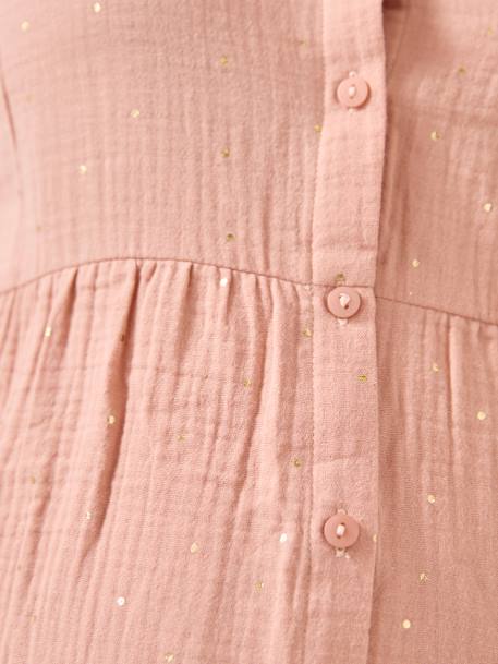 Blouse de grossesse et d'allaitement en gaze de coton à pois irisés rose poudré - vertbaudet enfant 